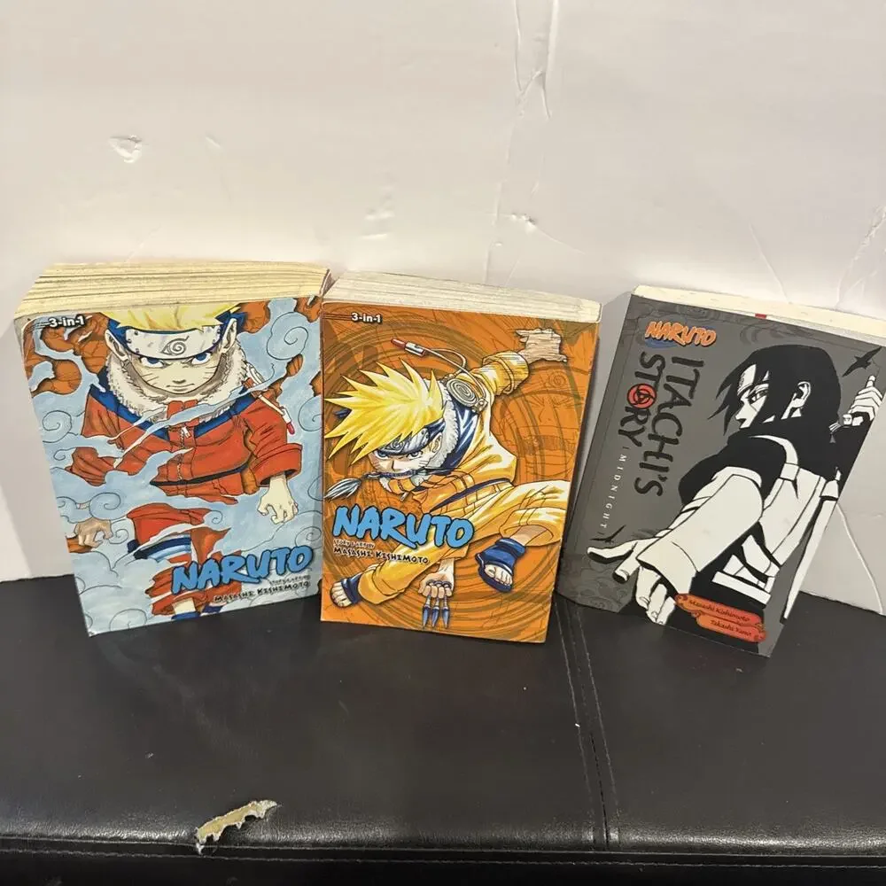 Naruto 3-in-1 Vols 1-6 & Itachi’s Story Midnight Light Novel Manga Viz Set